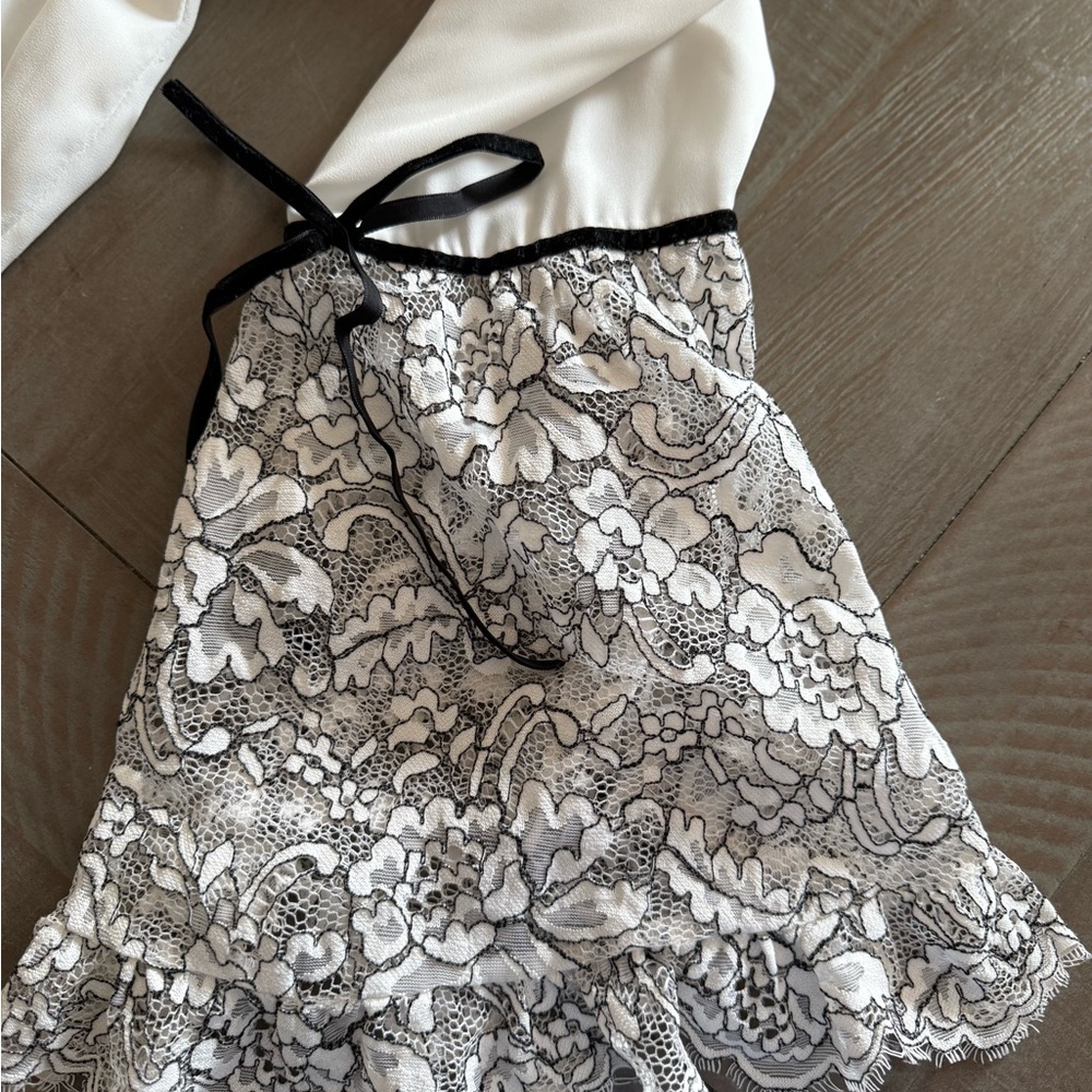 White House Black Market Ruffled White Blouse
